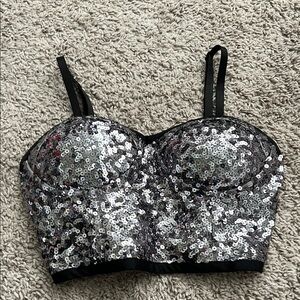 Balera Black and Silver Sequin Corset Top